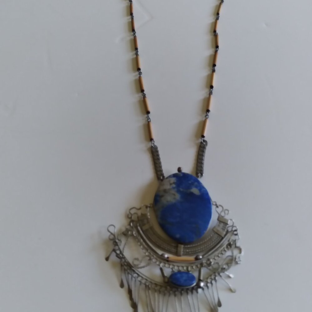 Boho Style Large Stone Lapis Unique Custom Design… - image 6